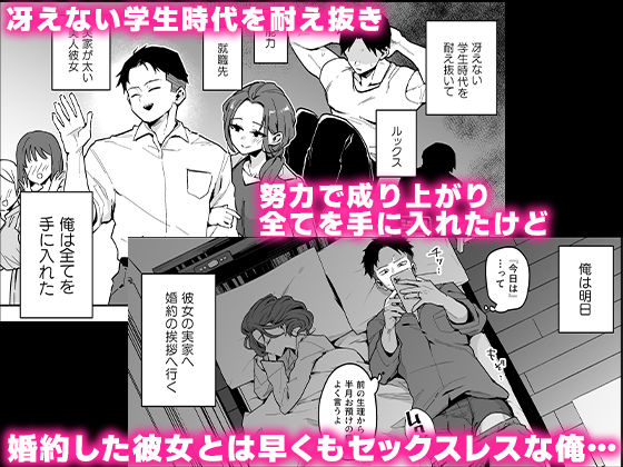 冴えない学生時代を耐え抜き、努力と成り上がりですべてを手に入れたはずが、婚約者の彼女とは早くもセックスレスの主人公。